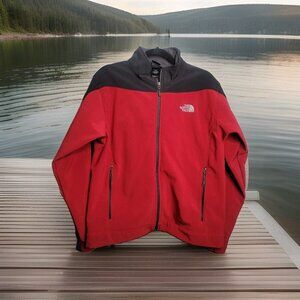 The North Face Jacket Men's MEDIUM Red Black Breathable Zip Pockets Lined